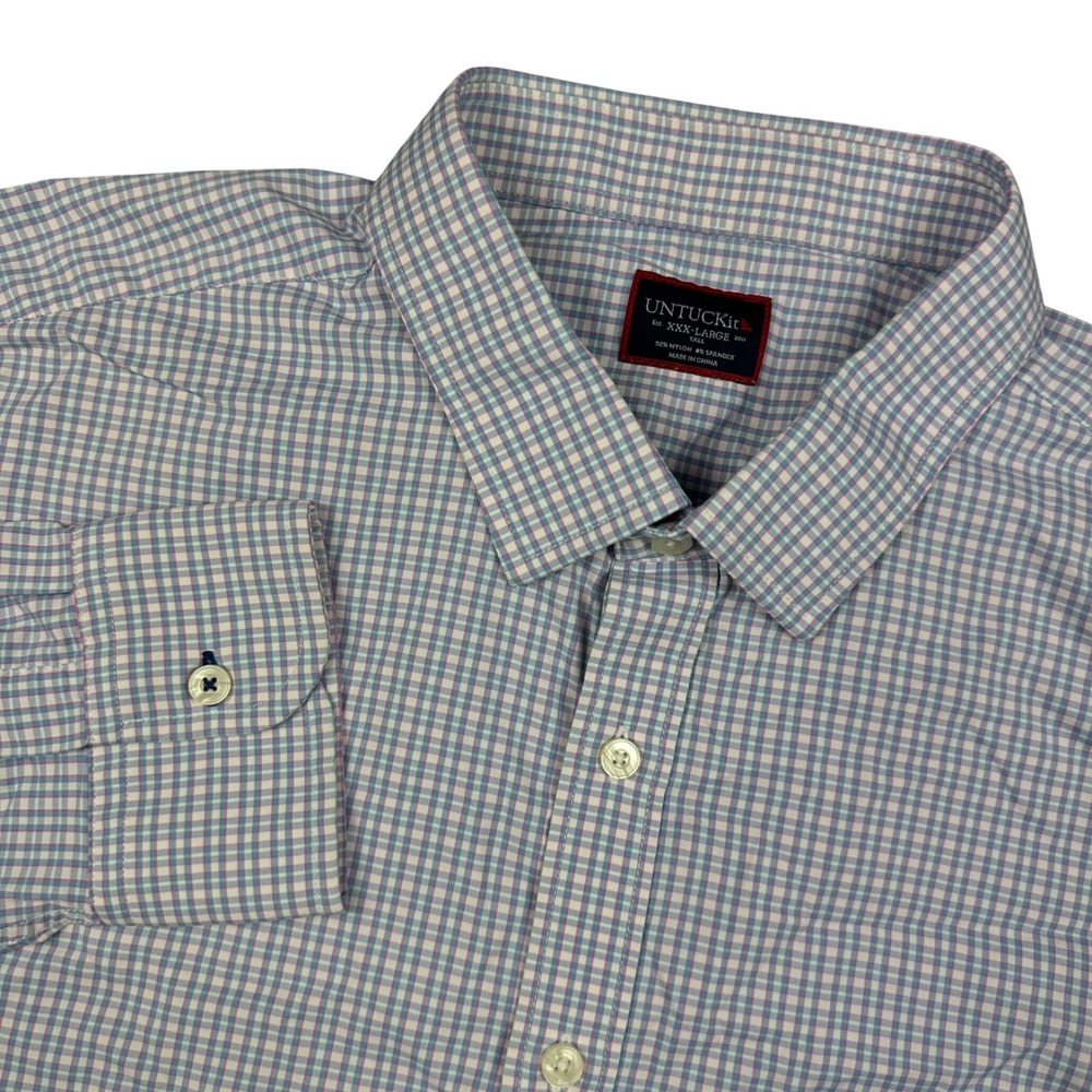 UNTUCKit XXXL Tall Gingham Performance Stretch Long Sleeve Button Down Shirt